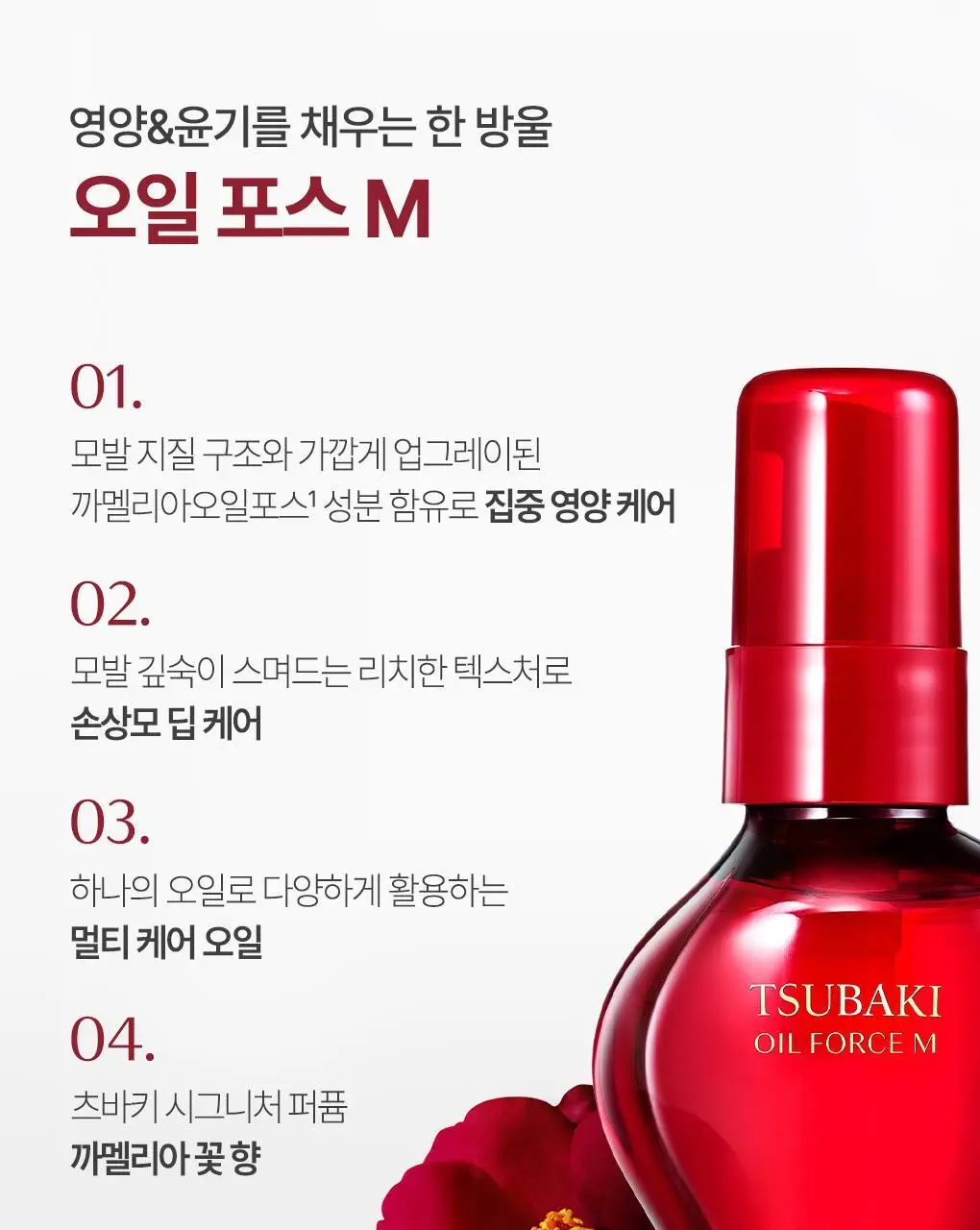 [까멜리아 헤어오일] 츠바키 오일 포스 엠 60ml 상세페이지 4